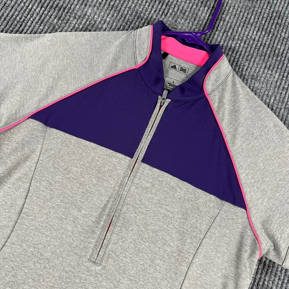 Adidas Pullover Shirt Womens Small Gray Short Sleeve Golf 1/4 Zip Athletic